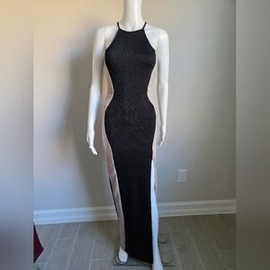 Elleclo Elegant Black and Cream Sleeveless Dress